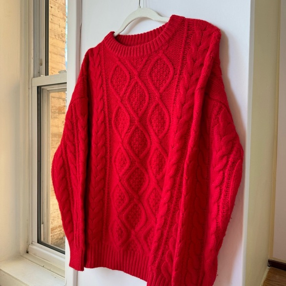 Daily Drills Cable Knit Sweater Pullover Long Sleeve in Red Small - Picture 1 of 7